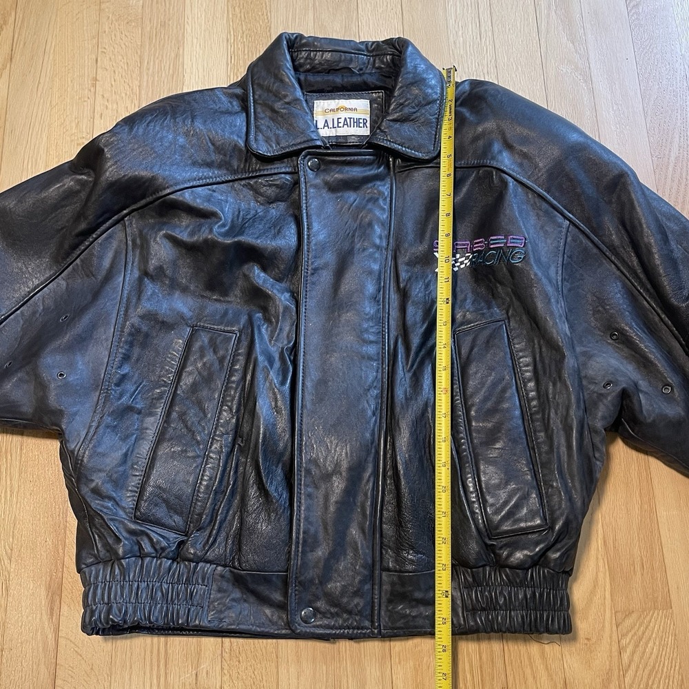 VINTAGE Phase 2 90s Sabrina Racing Leather Jacket Embroidered Size XL USA